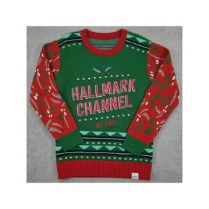 Hallmark Channel #1 Fan Ugly Christmas Sweater Green Red Fair Isle Womens L